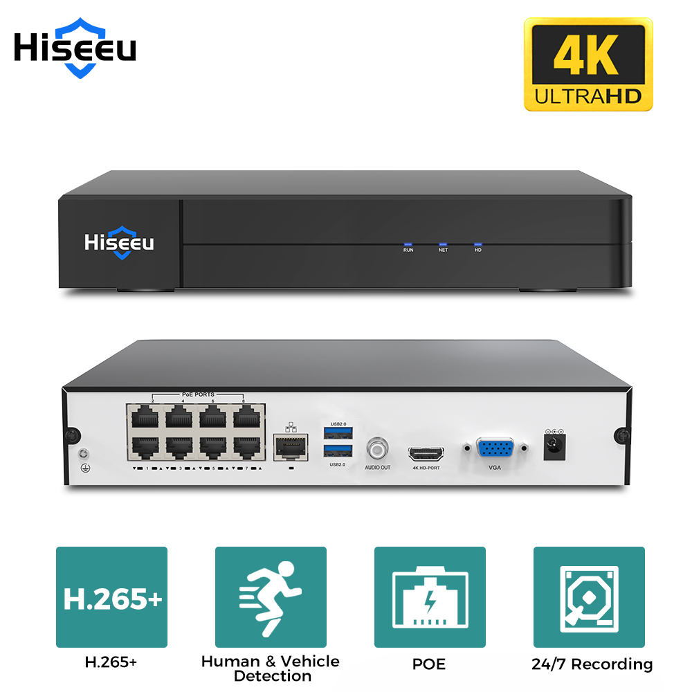 Home Security Camera - Hiseeu 8CH 4K PoE NVR grabador