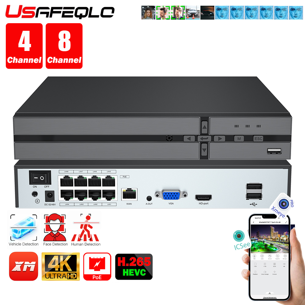 Home Security Camera - Detección facial H.265 8ch * 4K