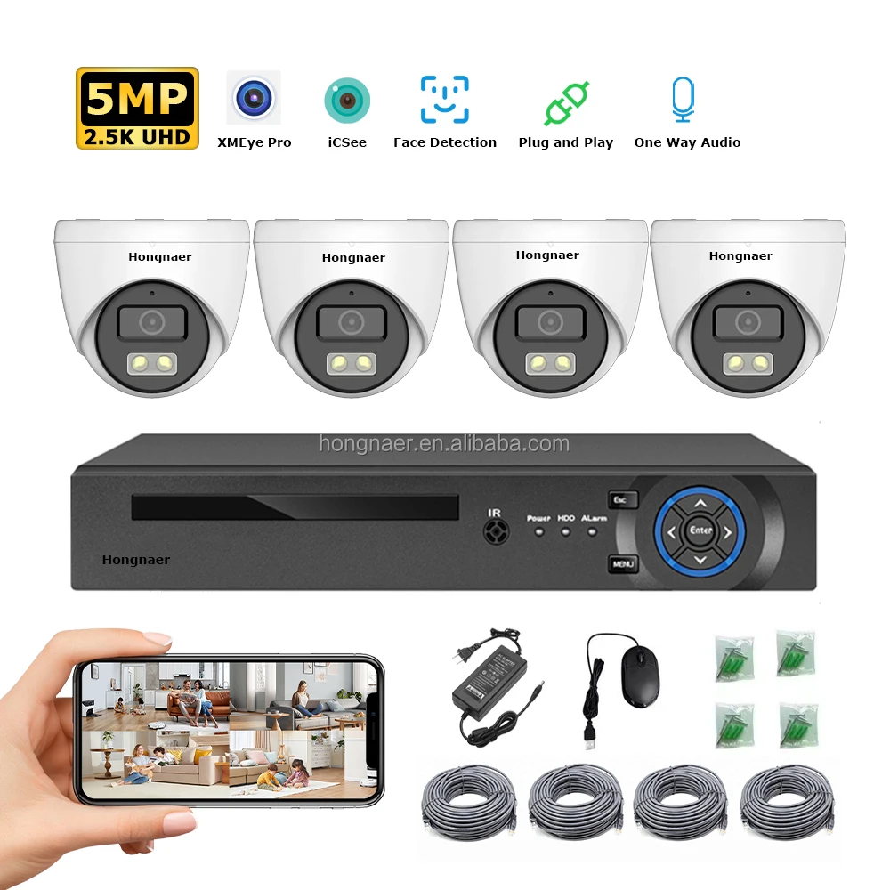 Home Security Kit With Camera - 2026 Hongnaer 4MP 5MP 8MP 4CH