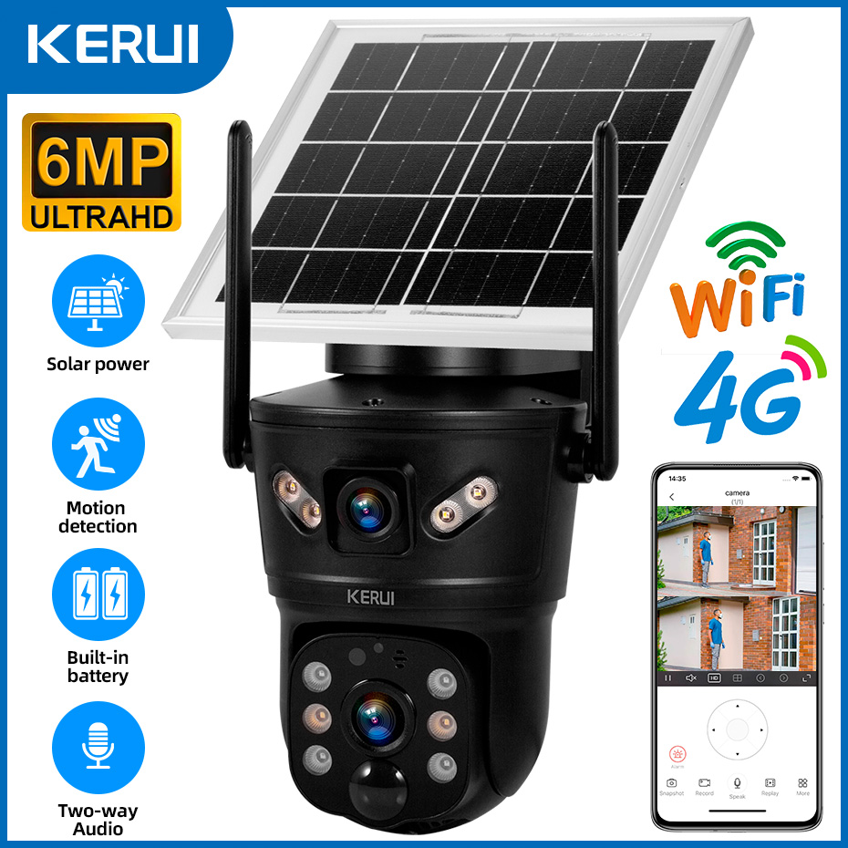 Home Security And Cctv - KERUI-cámara Solar para exteriores de 6MP,