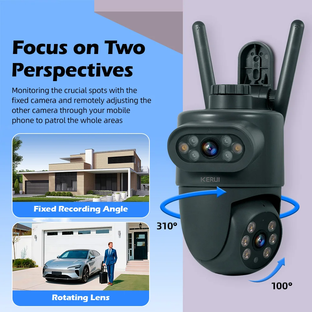 KERUI-cámara IP WiFi de doble  - Home Security Beams reseña y precio